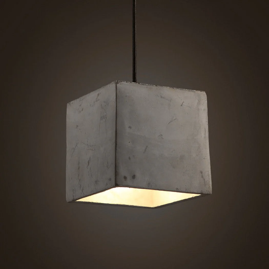 Concrete Cube Minimalist Pendant Light