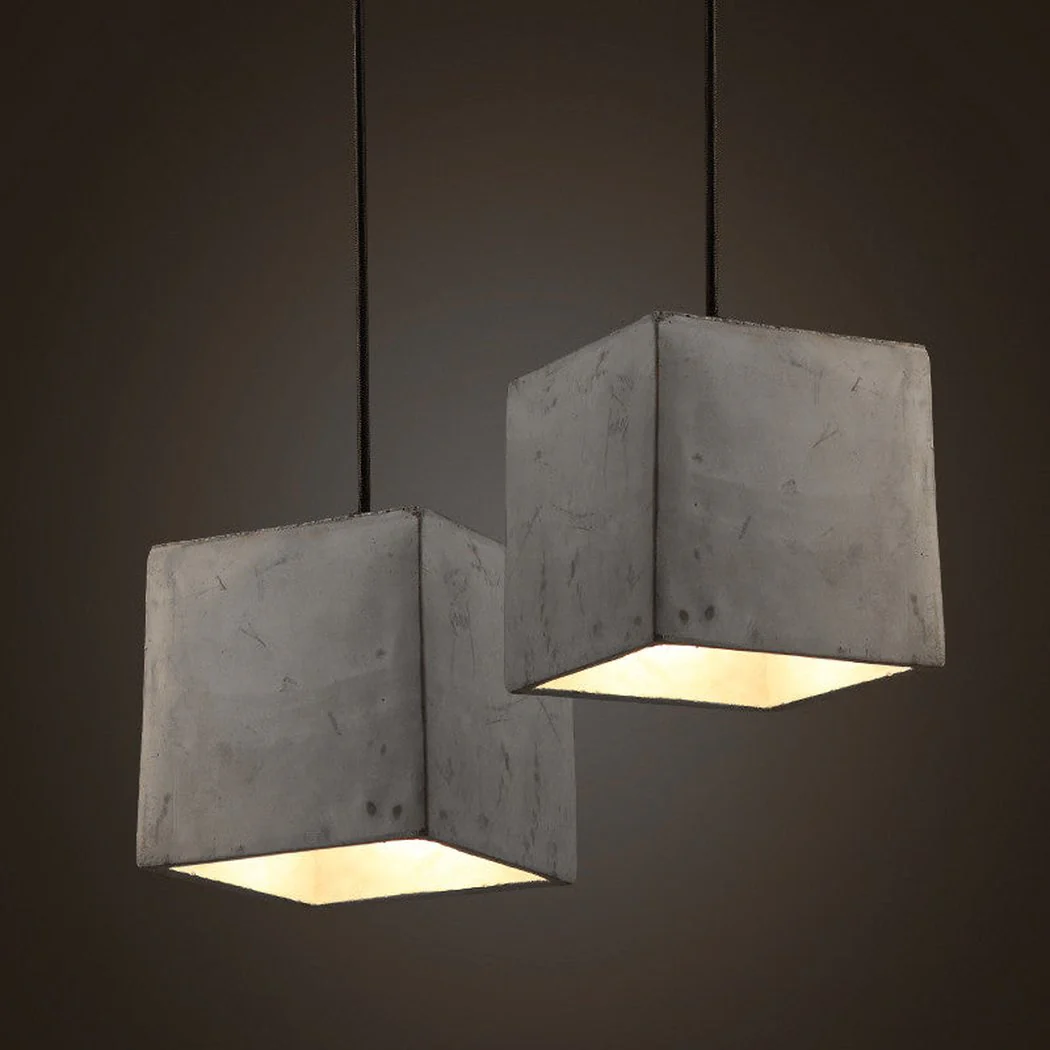 Concrete Cube Minimalist Pendant Light - Image 2
