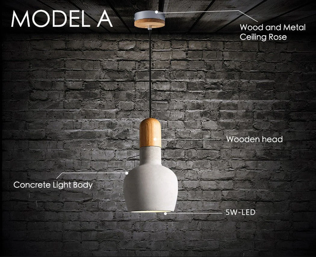 Concrete Wooden Stockholm Minimalist Pendant Light - Image 3