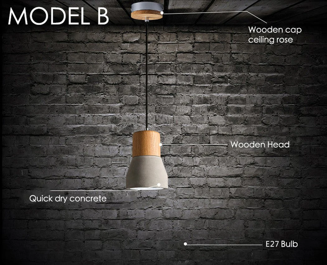 Concrete Wooden Stockholm Minimalist Pendant Light - Image 4