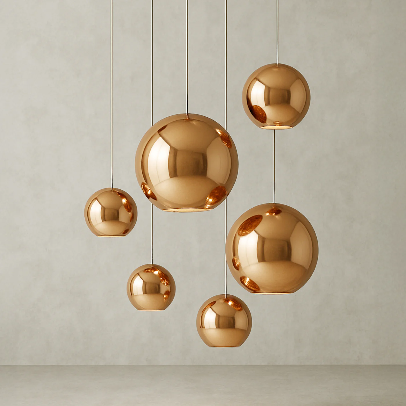Copper Mirror Shade Glass Pendant Light