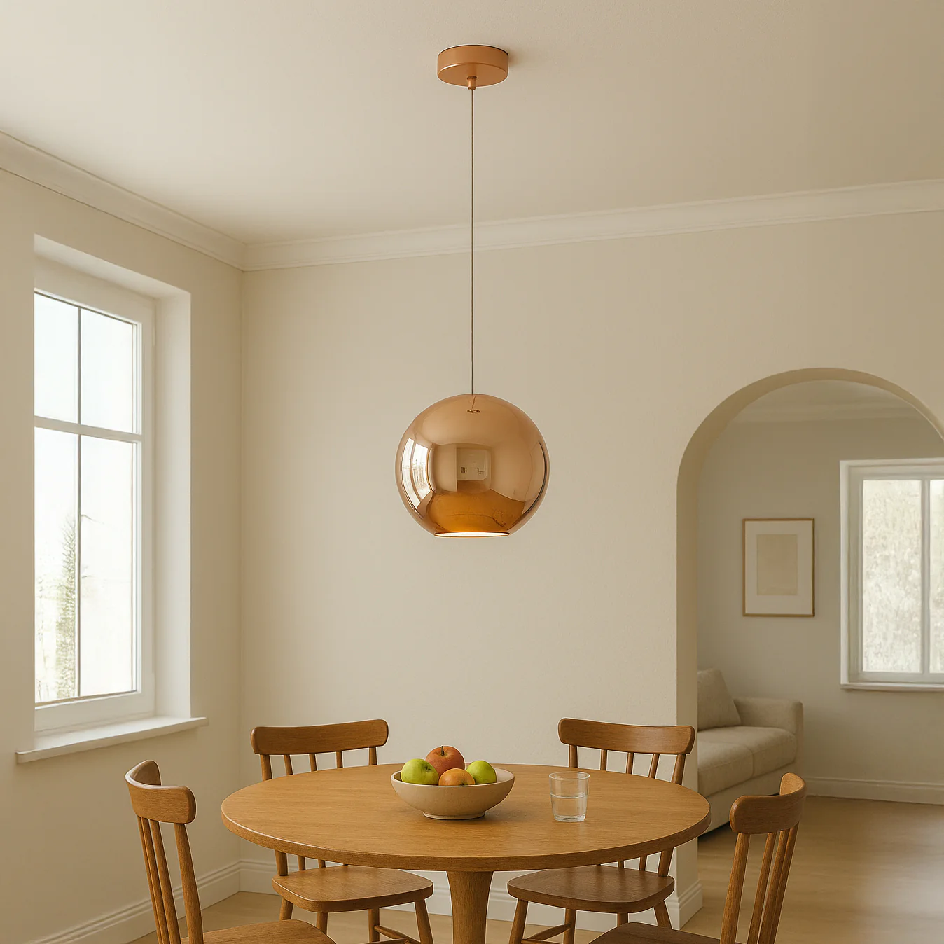 Copper Mirror Shade Glass Pendant Light - Image 9