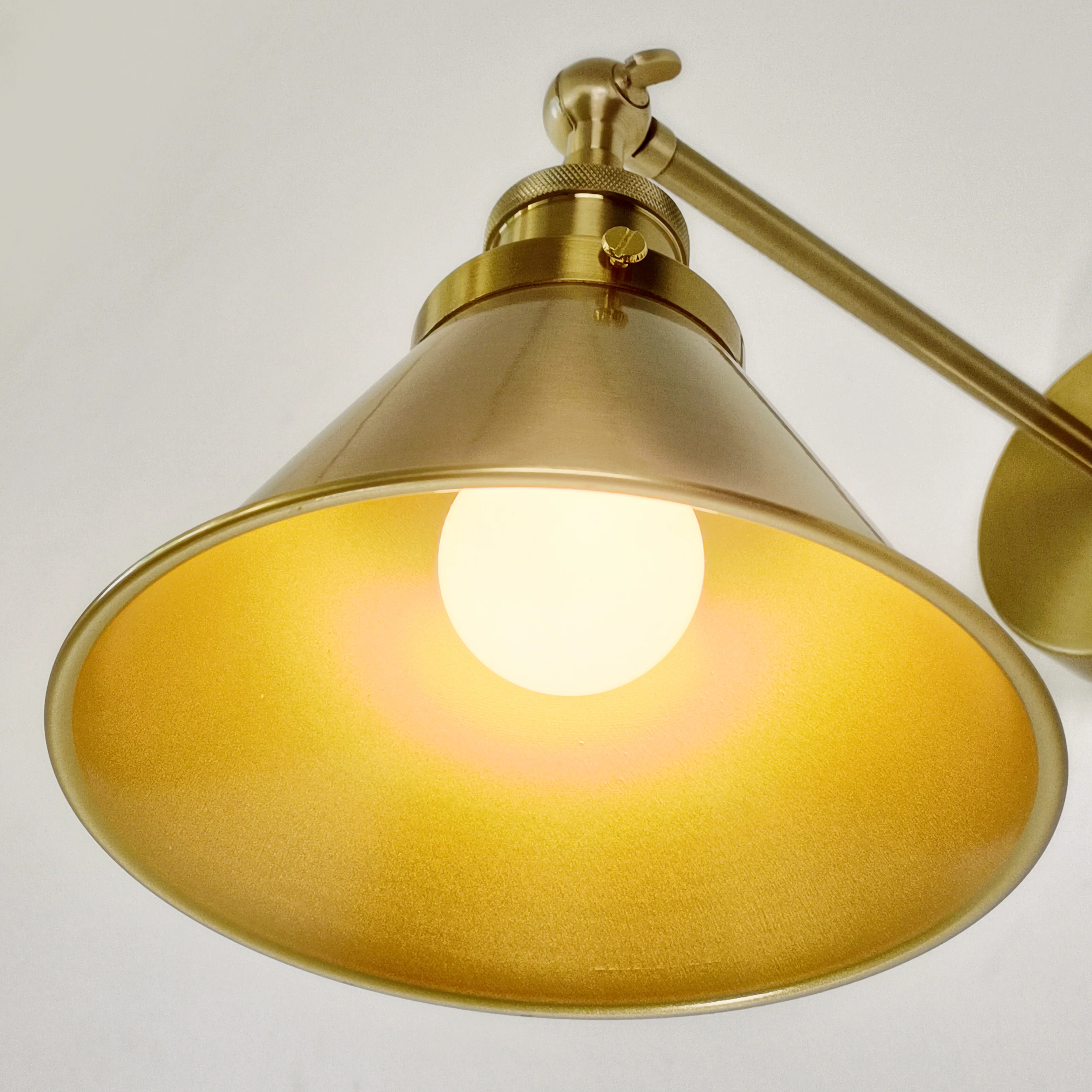 Brass Cone Shade Wall Light With Short Arm - Image 4