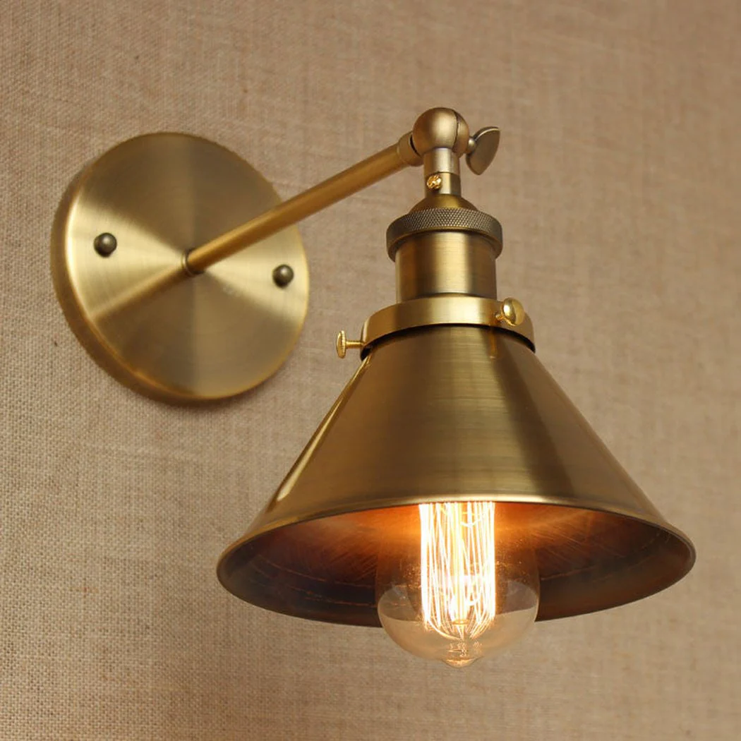 Brass Cone Shade Wall Light With Short Arm - Image 7