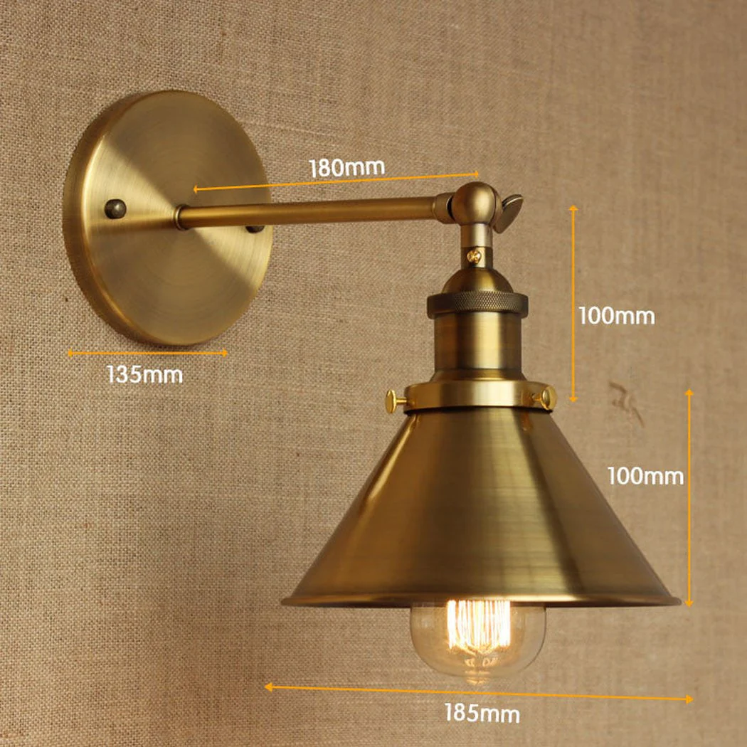 Brass Cone Shade Wall Light With Short Arm - Image 8