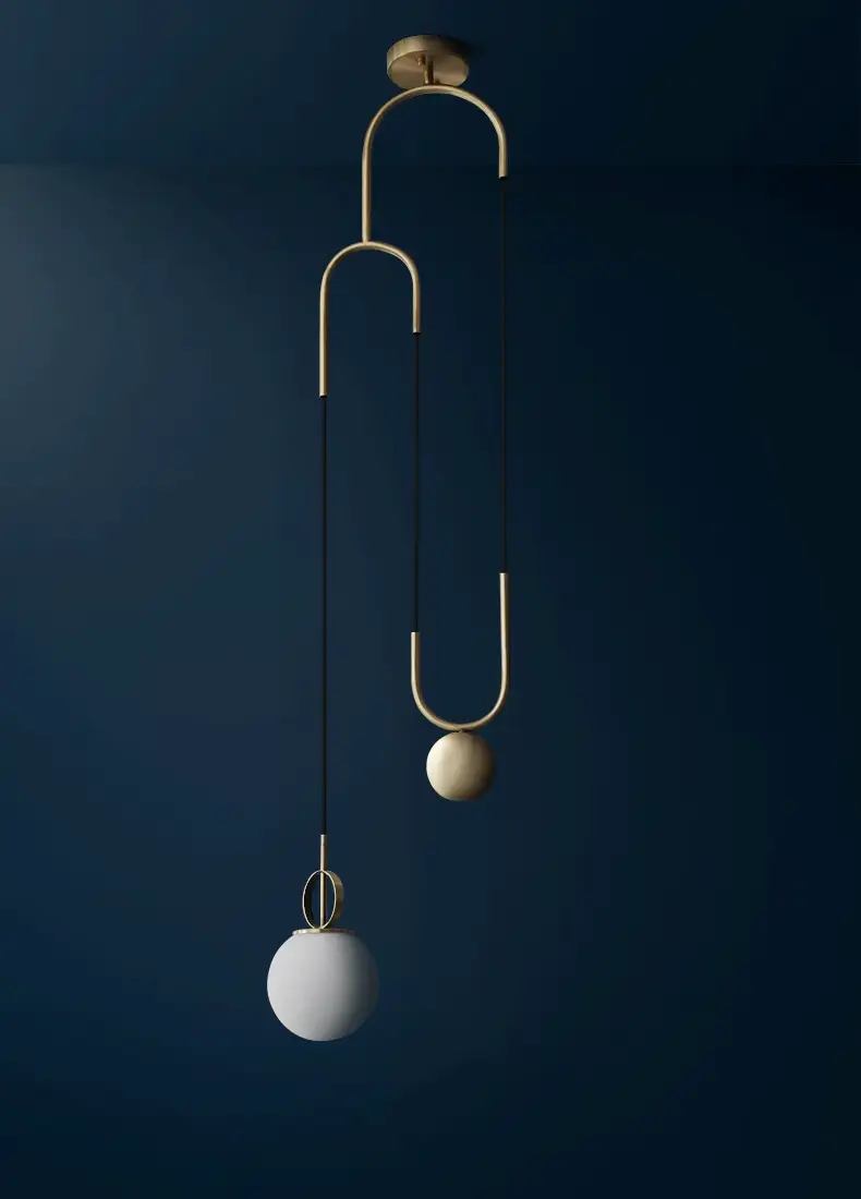 Cradle Brass Mid Century Pulley Pendant Light - Image 3