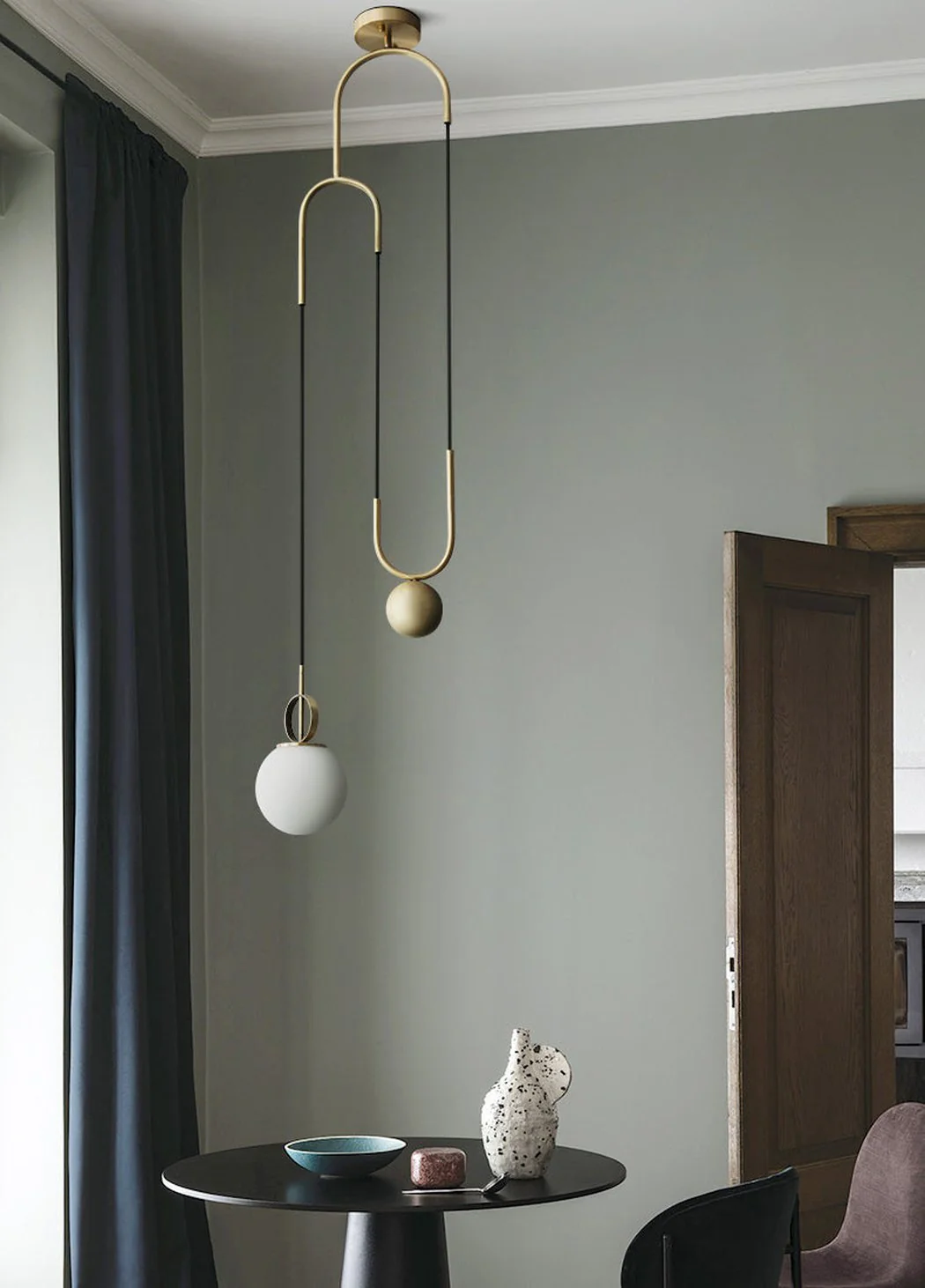 Cradle Brass Mid Century Pulley Pendant Light - Image 5