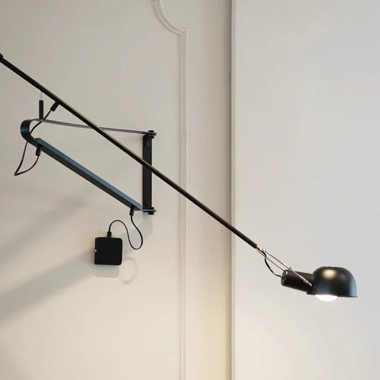 Crescendo Swinging Arm Overhead Wall Light - in Black