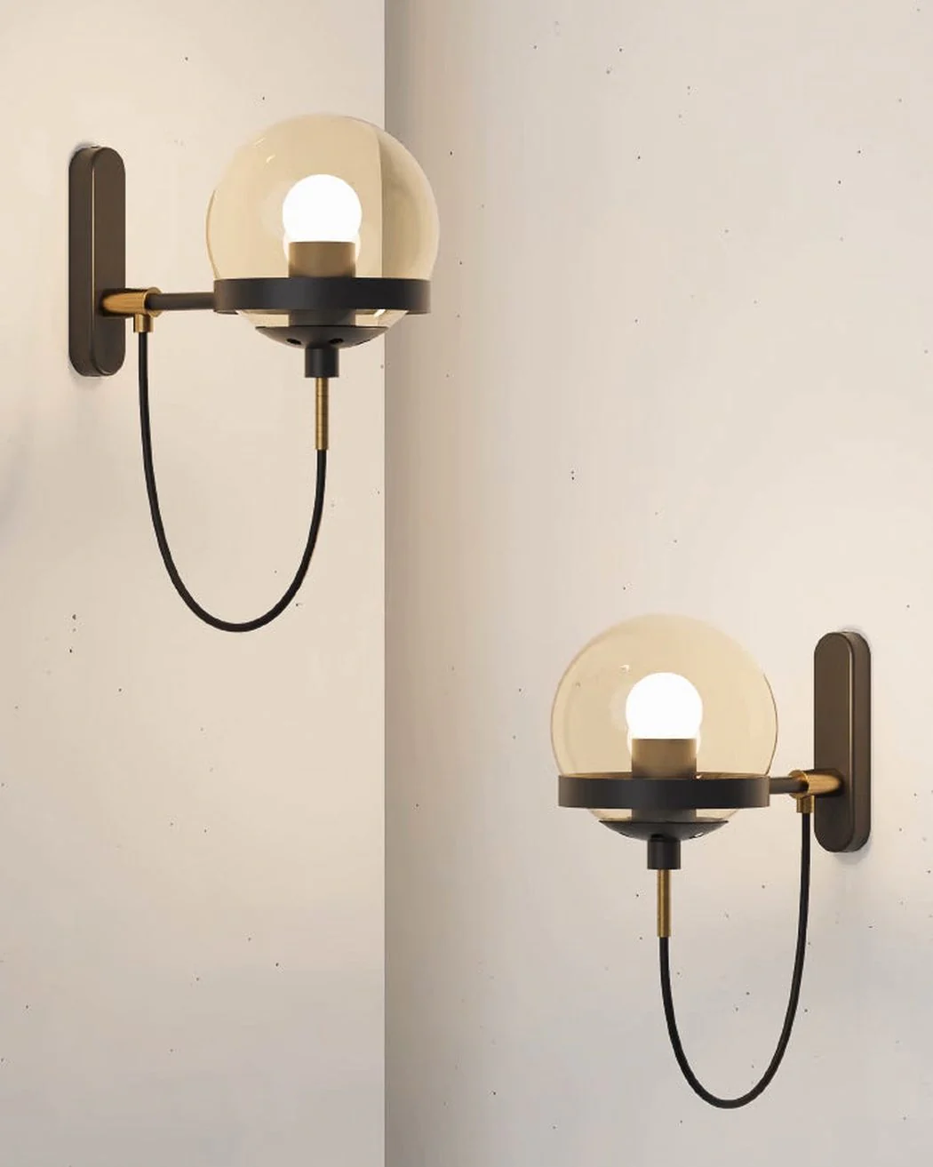 Dexter Glass Orb Brass Wall Light - Image 10
