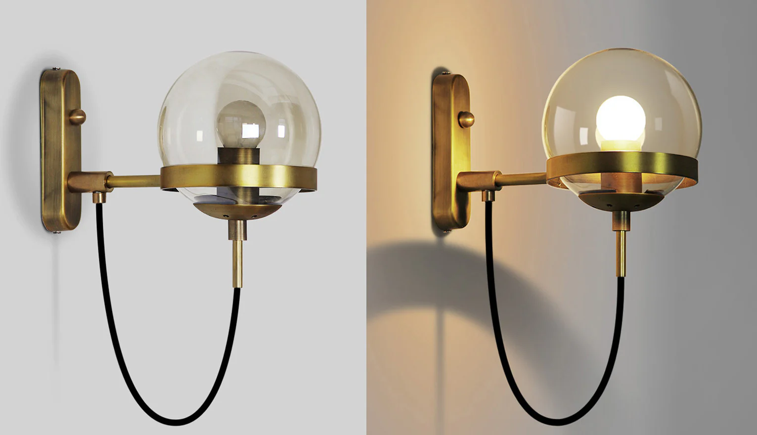 Dexter Glass Orb Brass Wall Light - Image 13
