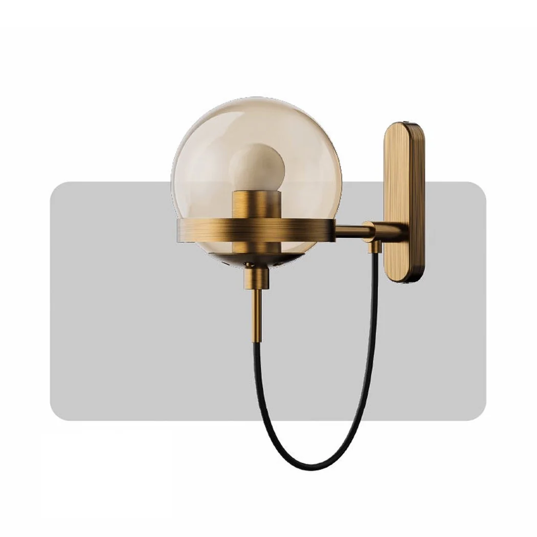 Dexter Glass Orb Brass Wall Light - Image 3