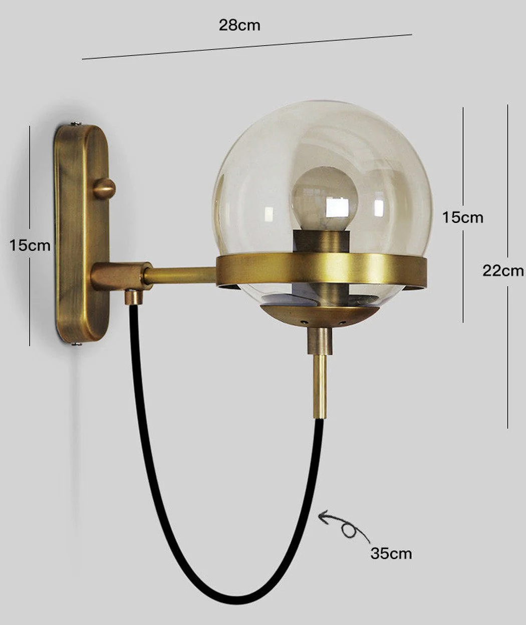 Dexter Glass Orb Brass Wall Light - Image 6