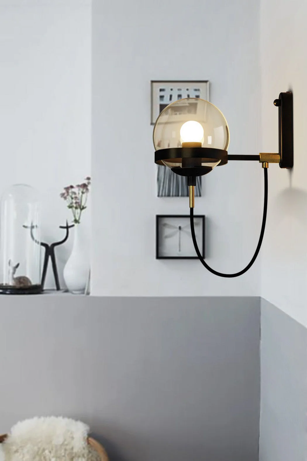Dexter Glass Orb Brass Wall Light - Image 7