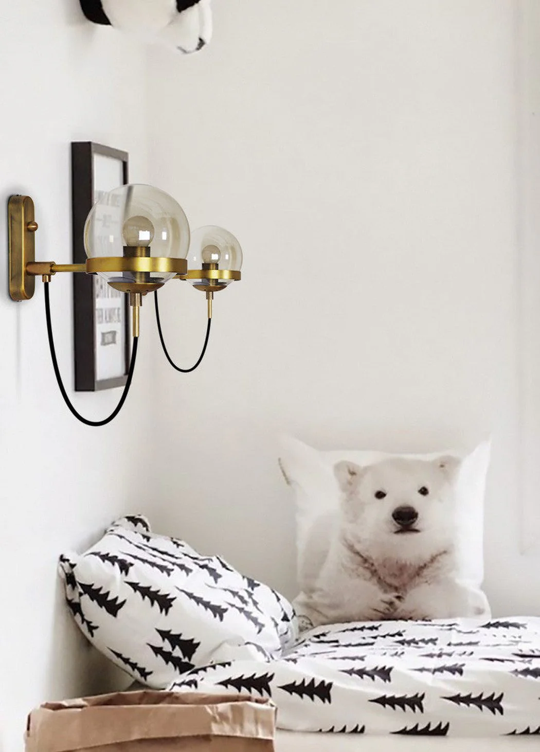 Dexter Glass Orb Brass Wall Light - Image 8