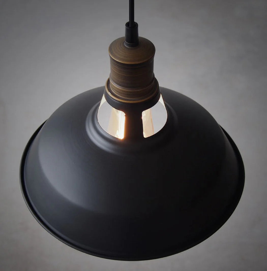 Duotone Vintage Industrial Pendant Light With Brass Fitting. Warehouse Loft Inspired. - Image 5