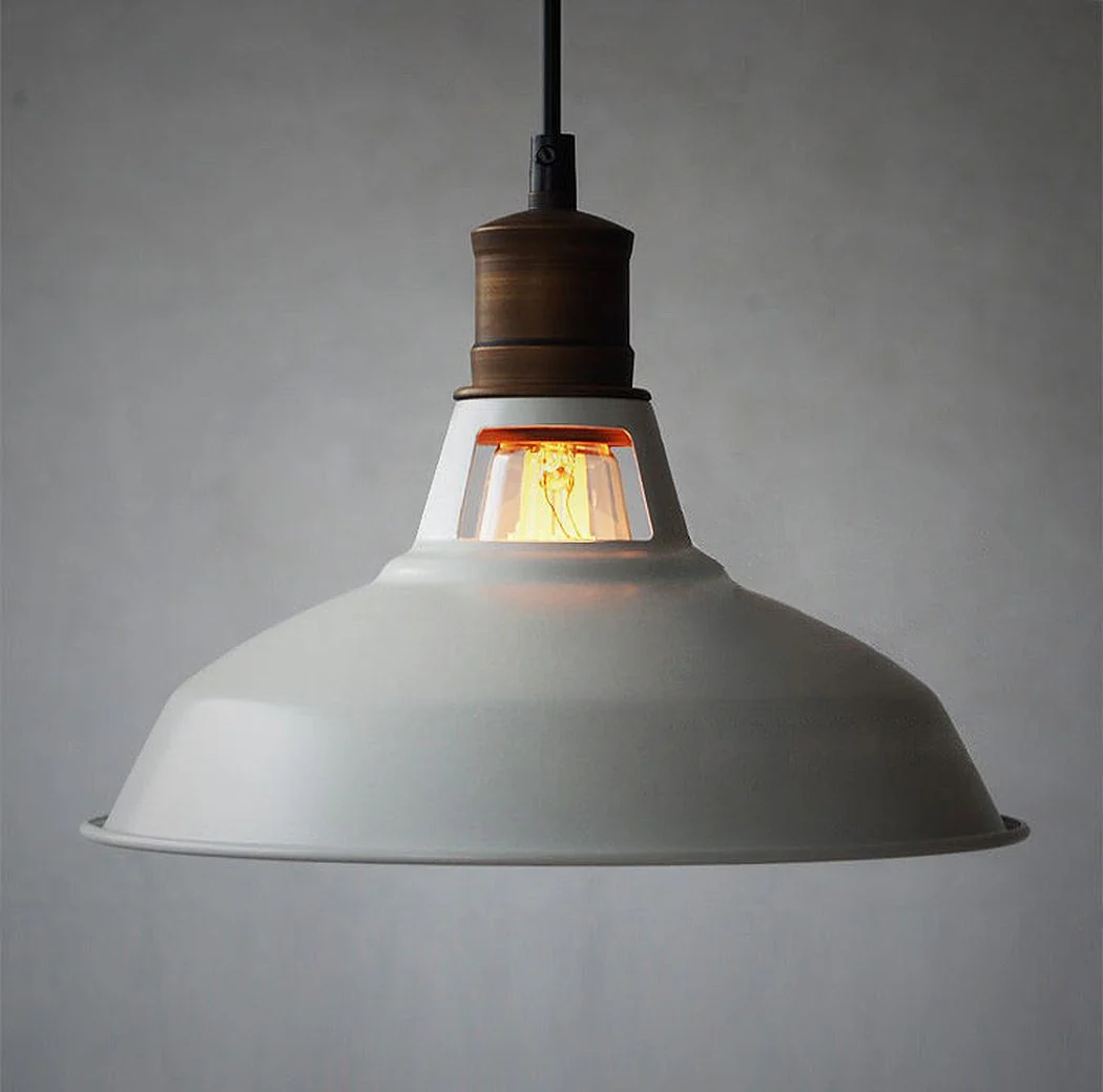 Duotone Vintage Industrial Pendant Light With Brass Fitting. Warehouse Loft Inspired. - Image 6