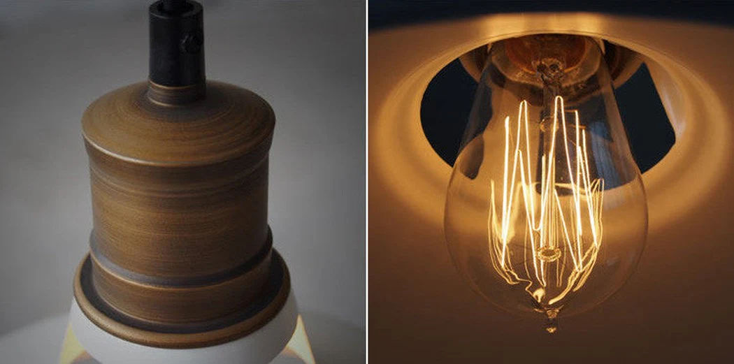 Duotone Vintage Industrial Pendant Light With Brass Fitting. Warehouse Loft Inspired. - Image 7