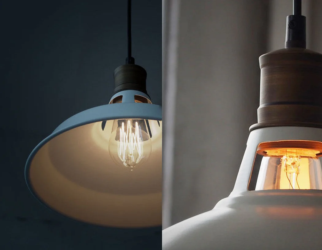 Duotone Vintage Industrial Pendant Light With Brass Fitting. Warehouse Loft Inspired. - Image 8