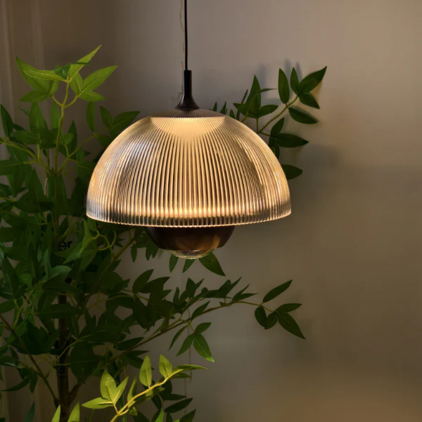 Eclipse Modern Ribbed Glass Pendant Light - Image 10