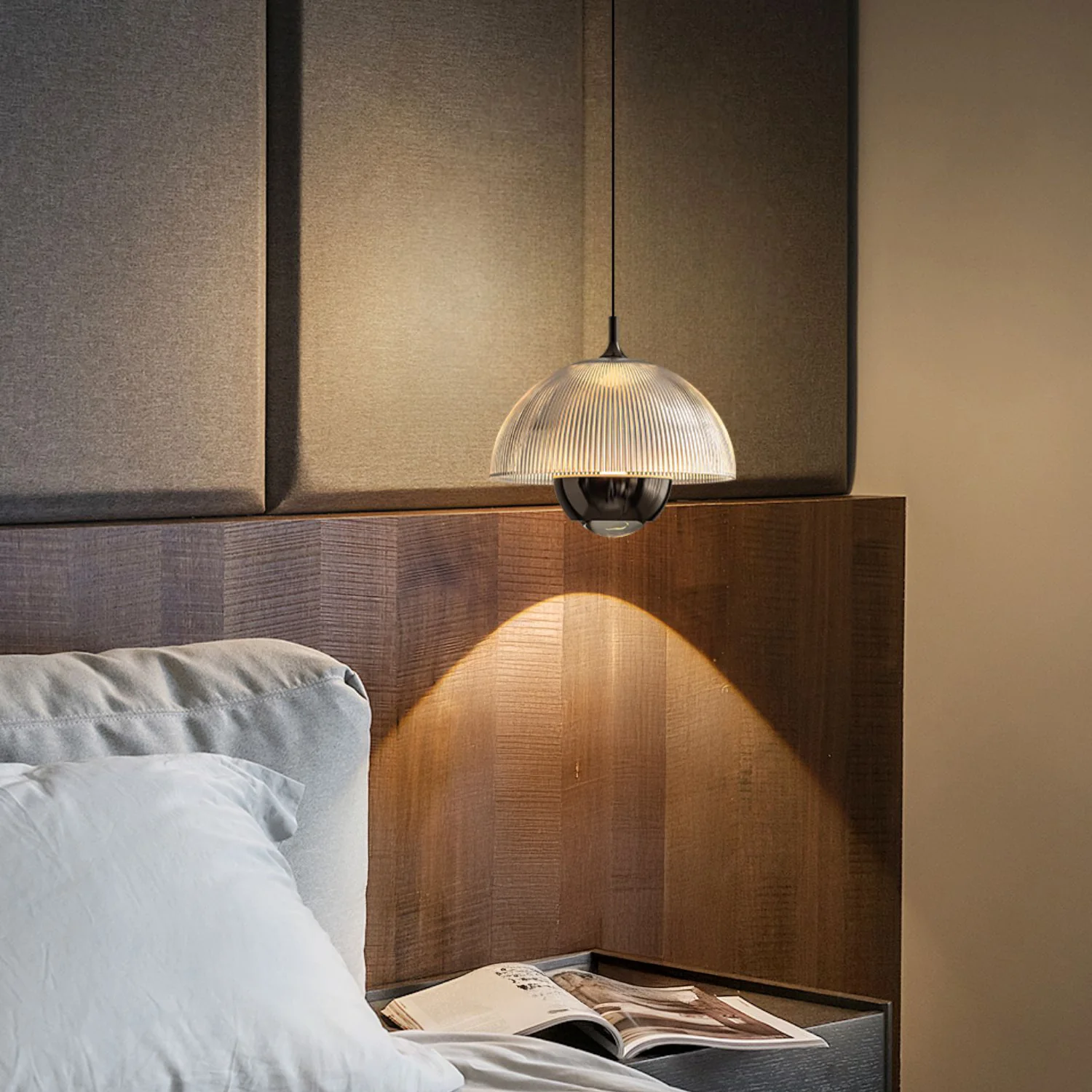 Eclipse Modern Ribbed Glass Pendant Light - Image 11