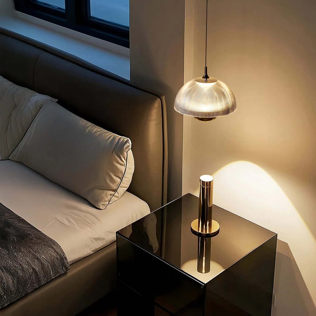 Eclipse Modern Ribbed Glass Pendant Light - Image 13