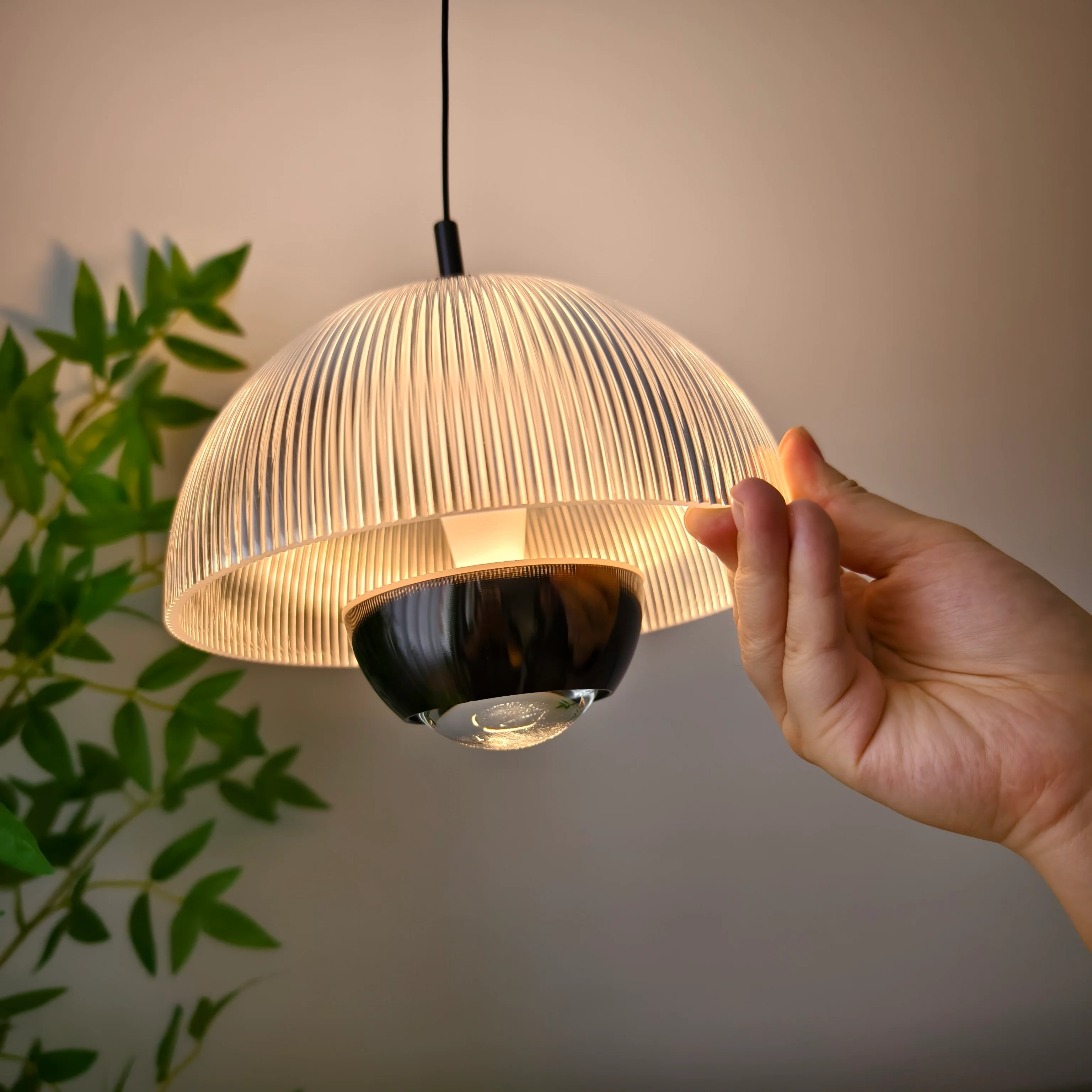 Eclipse Modern Ribbed Glass Pendant Light - Image 16