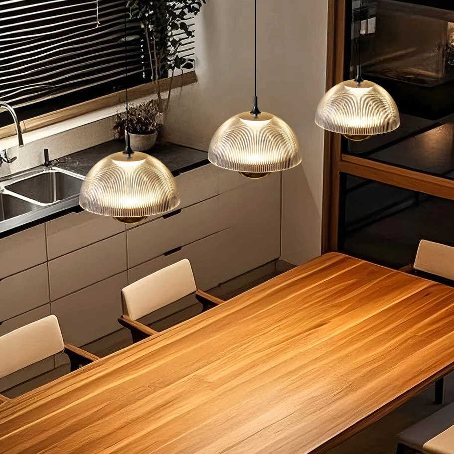 Eclipse Modern Ribbed Glass Pendant Light - Image 7