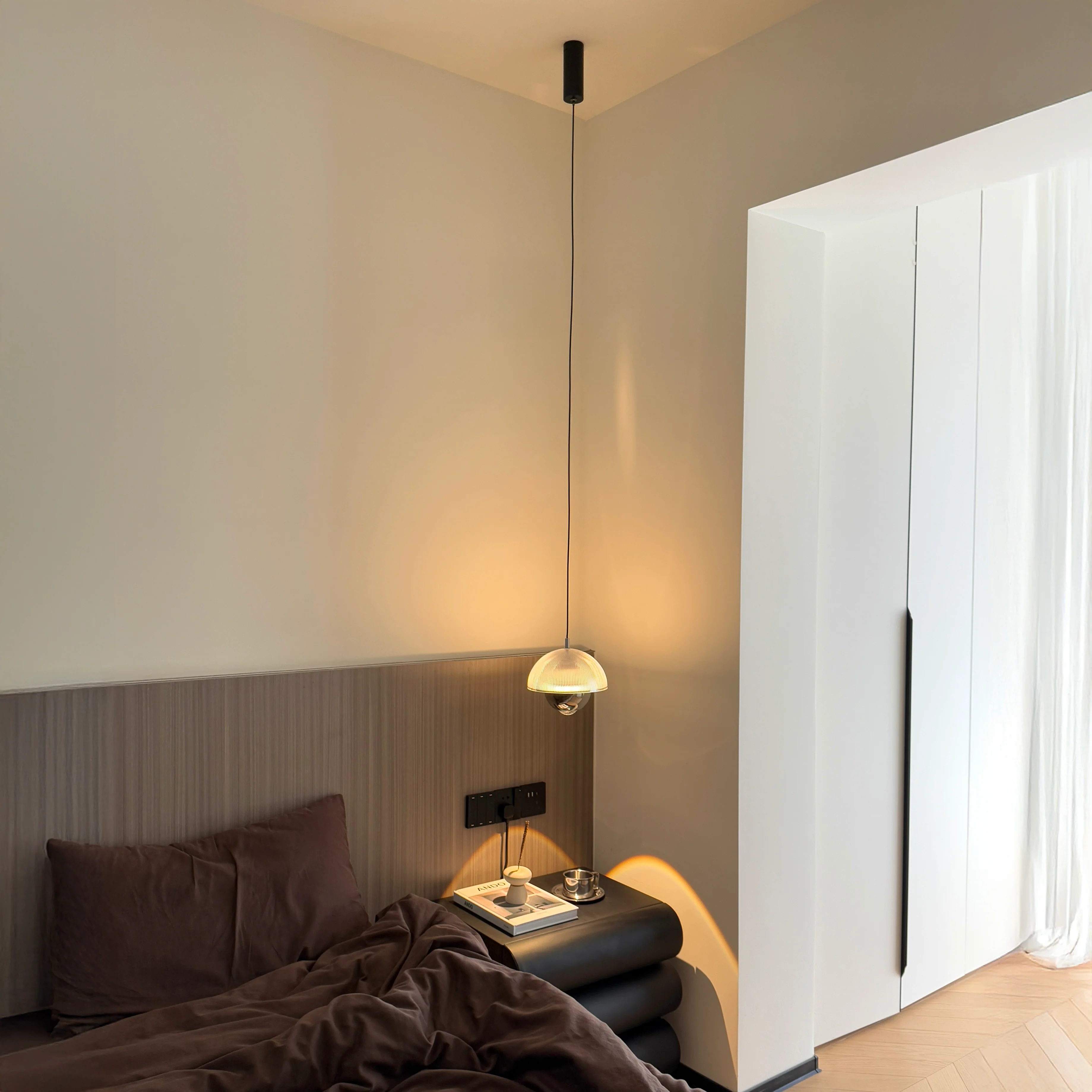 Eclipse Modern Ribbed Glass Pendant Light - Image 8
