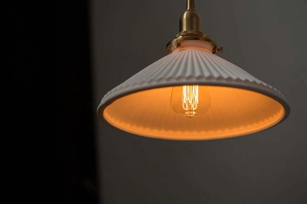 Eden Fluted White Shade With Brass Fitting midcentury Pendant Light - Image 17