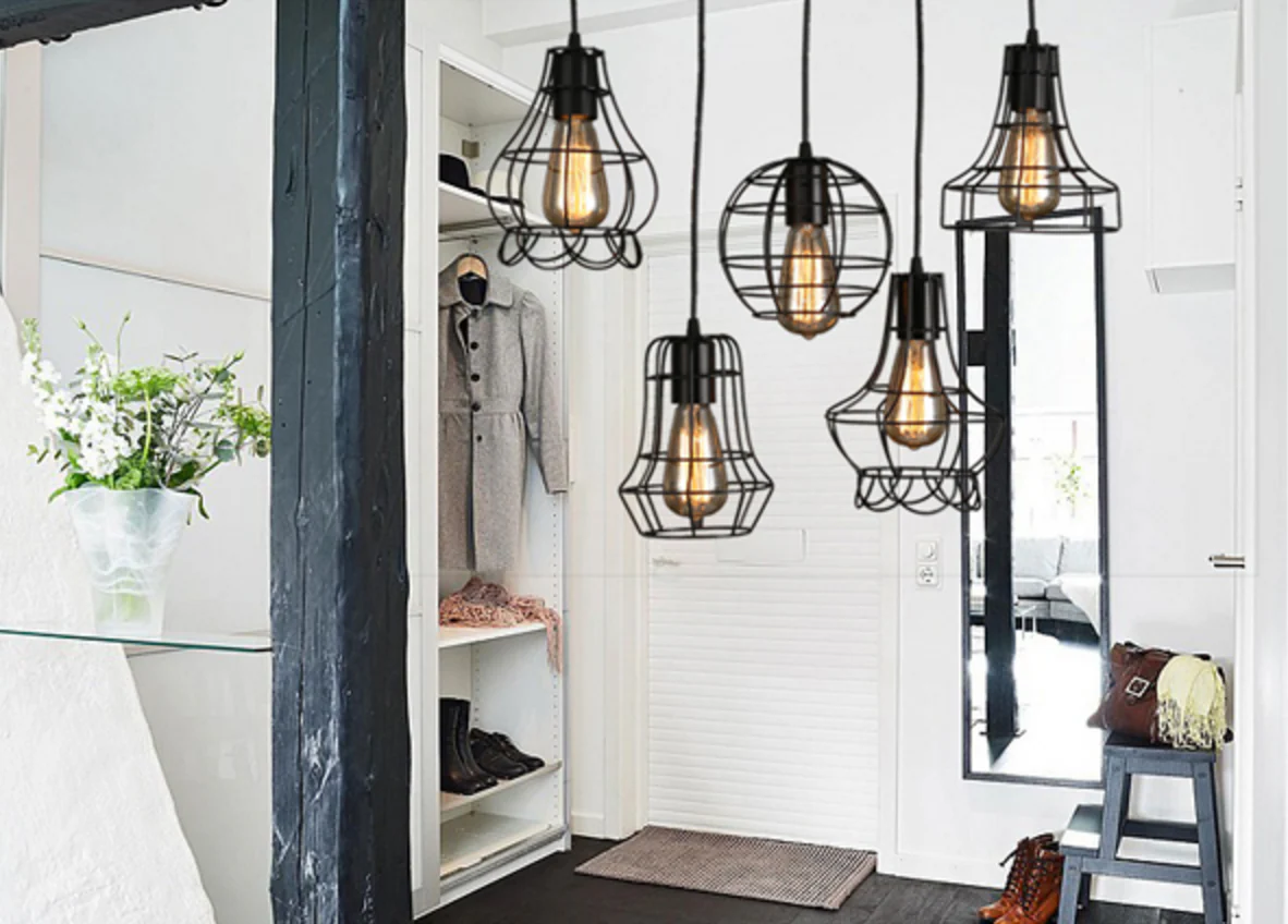 Rustic Wire Cage Industrial Pendant Light - Image 3