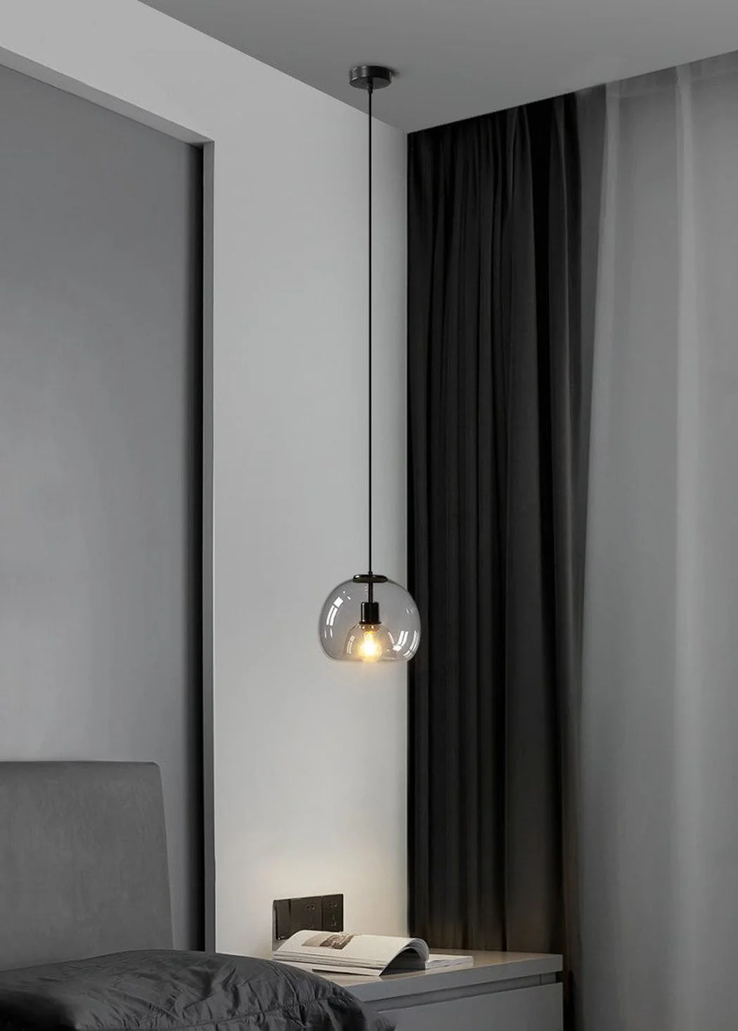 Enzo minimalist curve tinted glass shade pendant light - Image 10