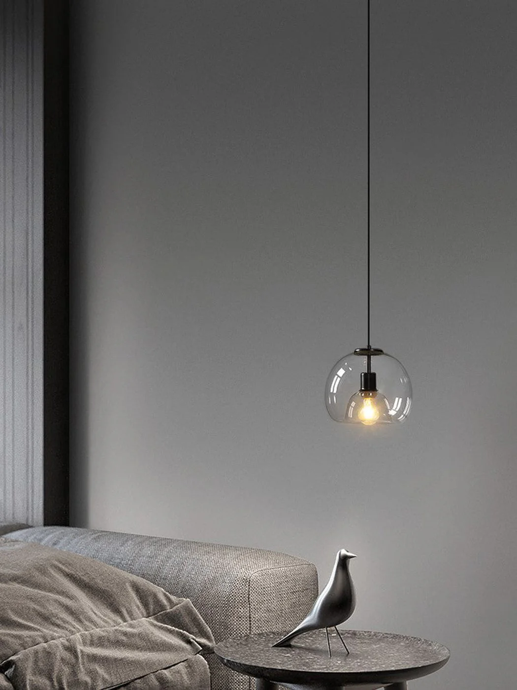 Enzo minimalist curve tinted glass shade pendant light - Image 11