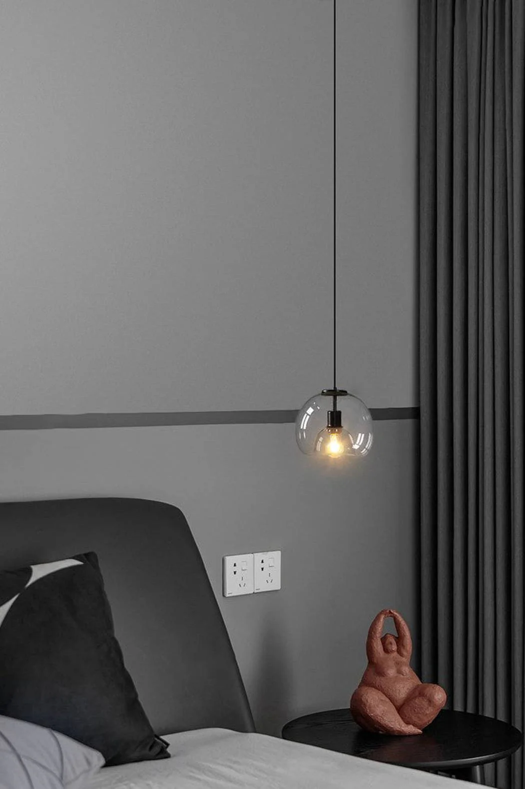 Enzo minimalist curve tinted glass shade pendant light - Image 12
