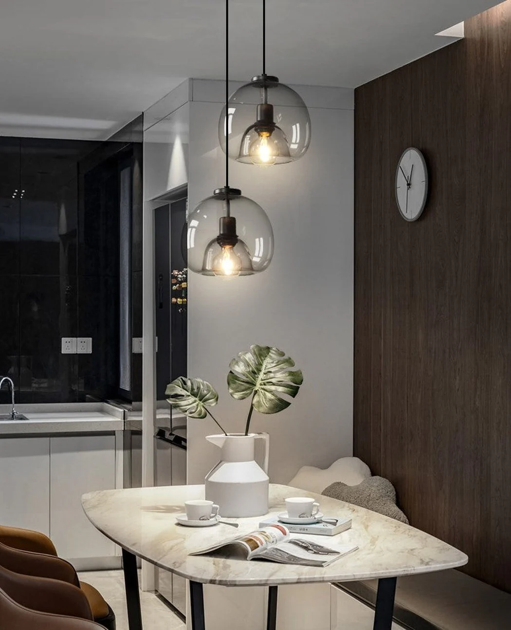 Enzo minimalist curve tinted glass shade pendant light - Image 14