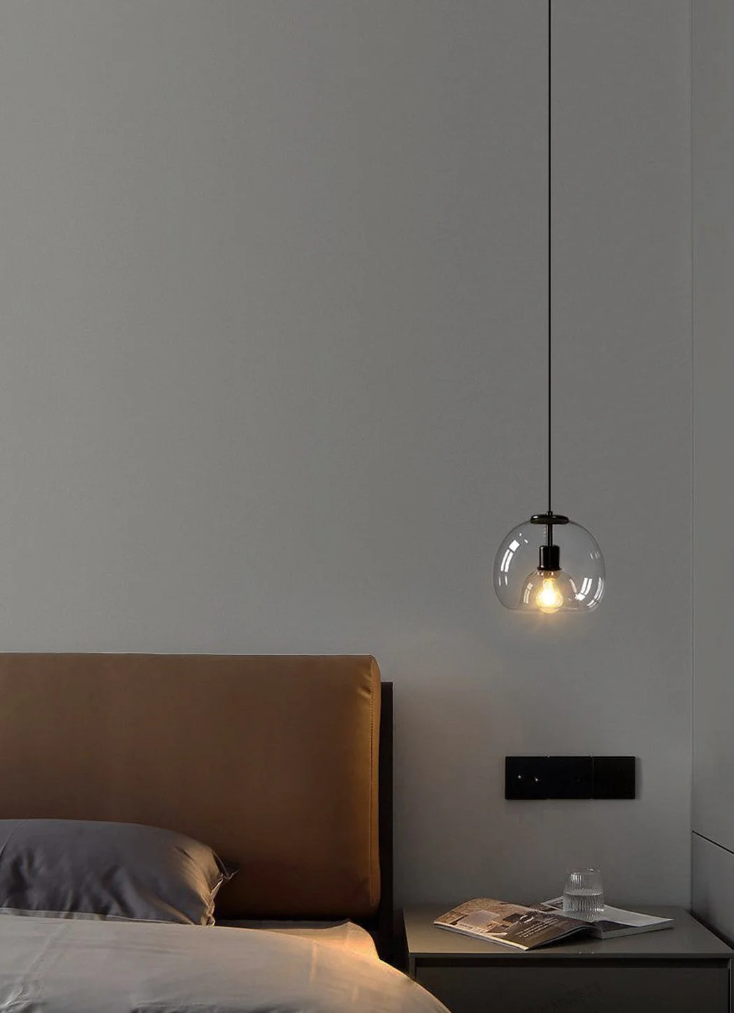 Enzo minimalist curve tinted glass shade pendant light - Image 9