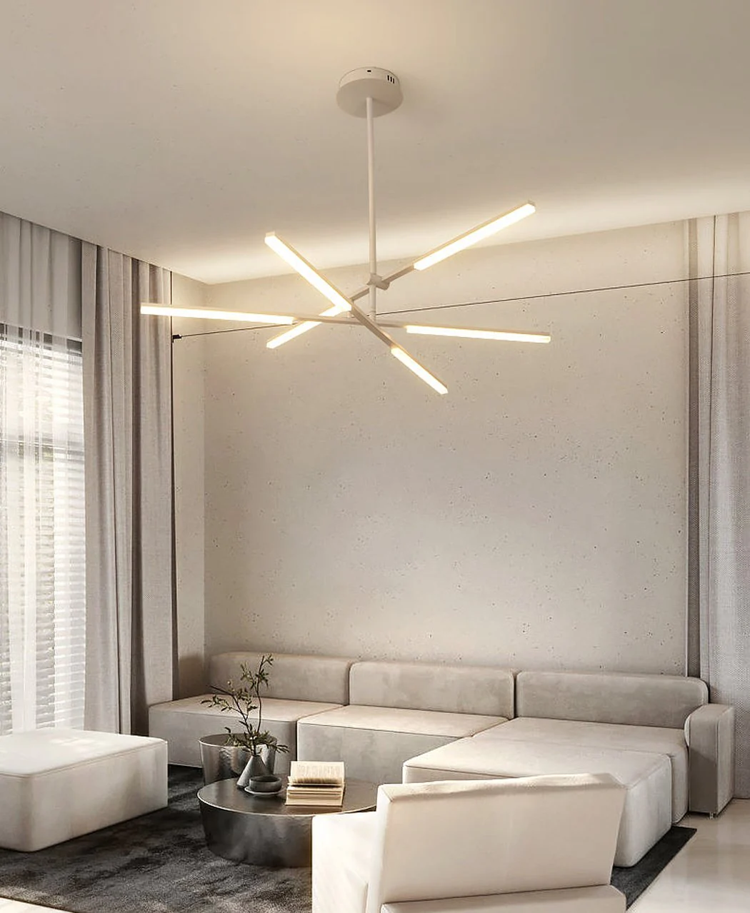 Faro minimalist all white pendant light chandelier - Image 4