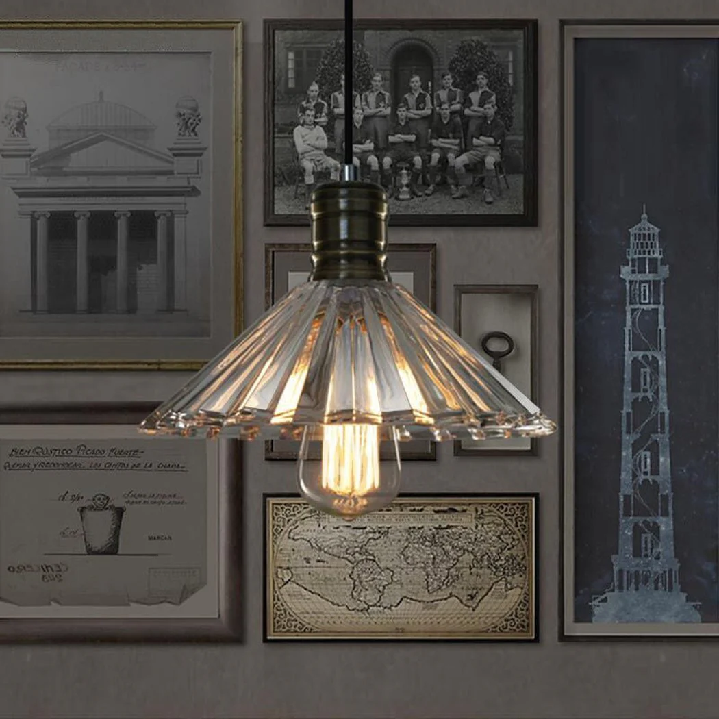 Fluted Glass Shade Brass Fitting Industrial Pendant Light - Image 18