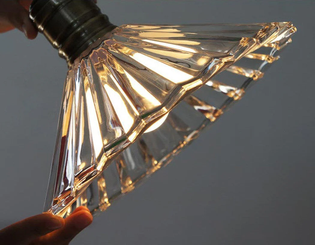 Fluted Glass Shade Brass Fitting Industrial Pendant Light - Image 21