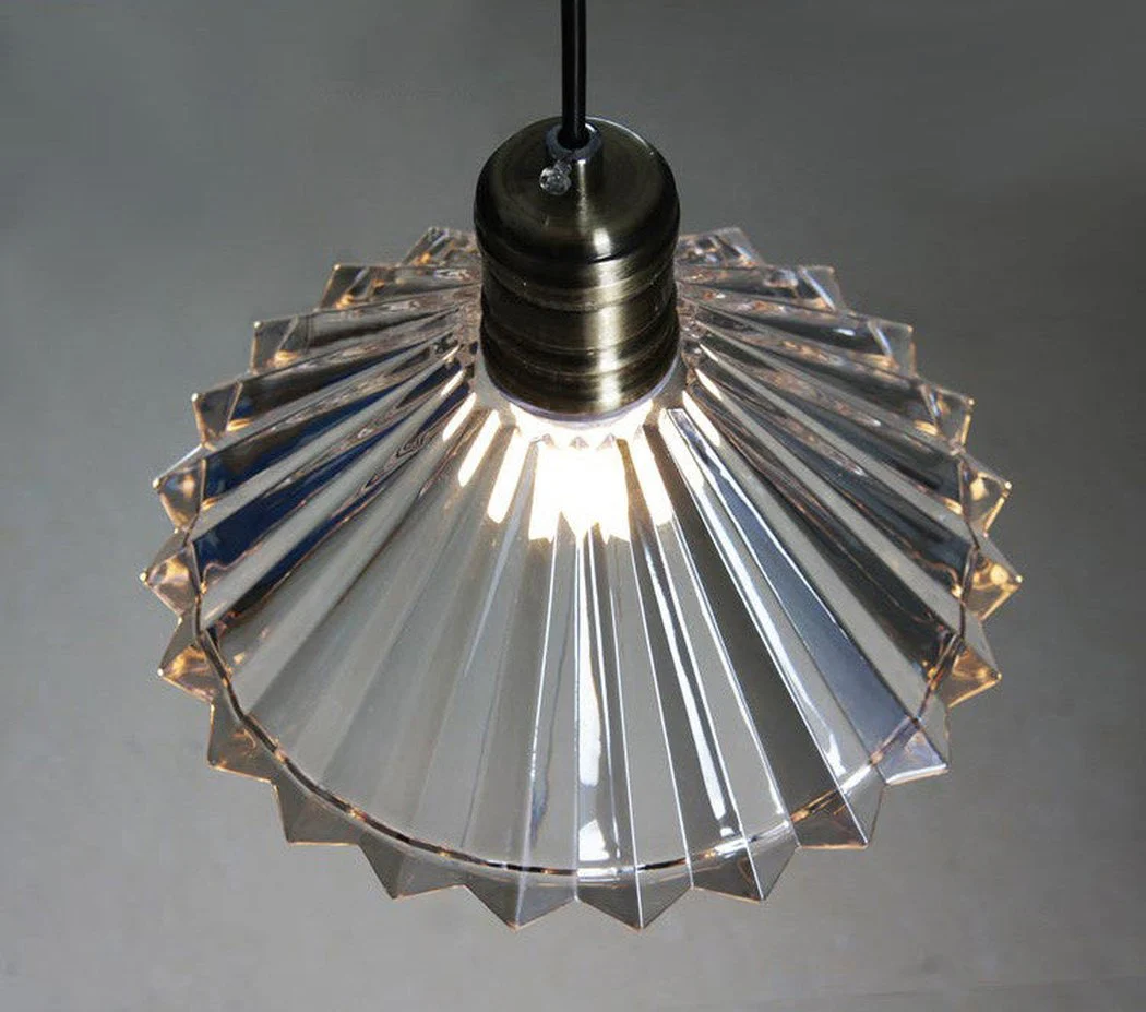 Fluted Glass Shade Brass Fitting Industrial Pendant Light - Image 22