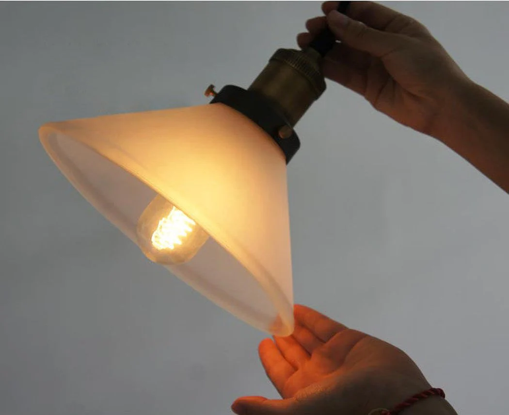 Fluted Glass Shade Brass Fitting Industrial Pendant Light - Image 25