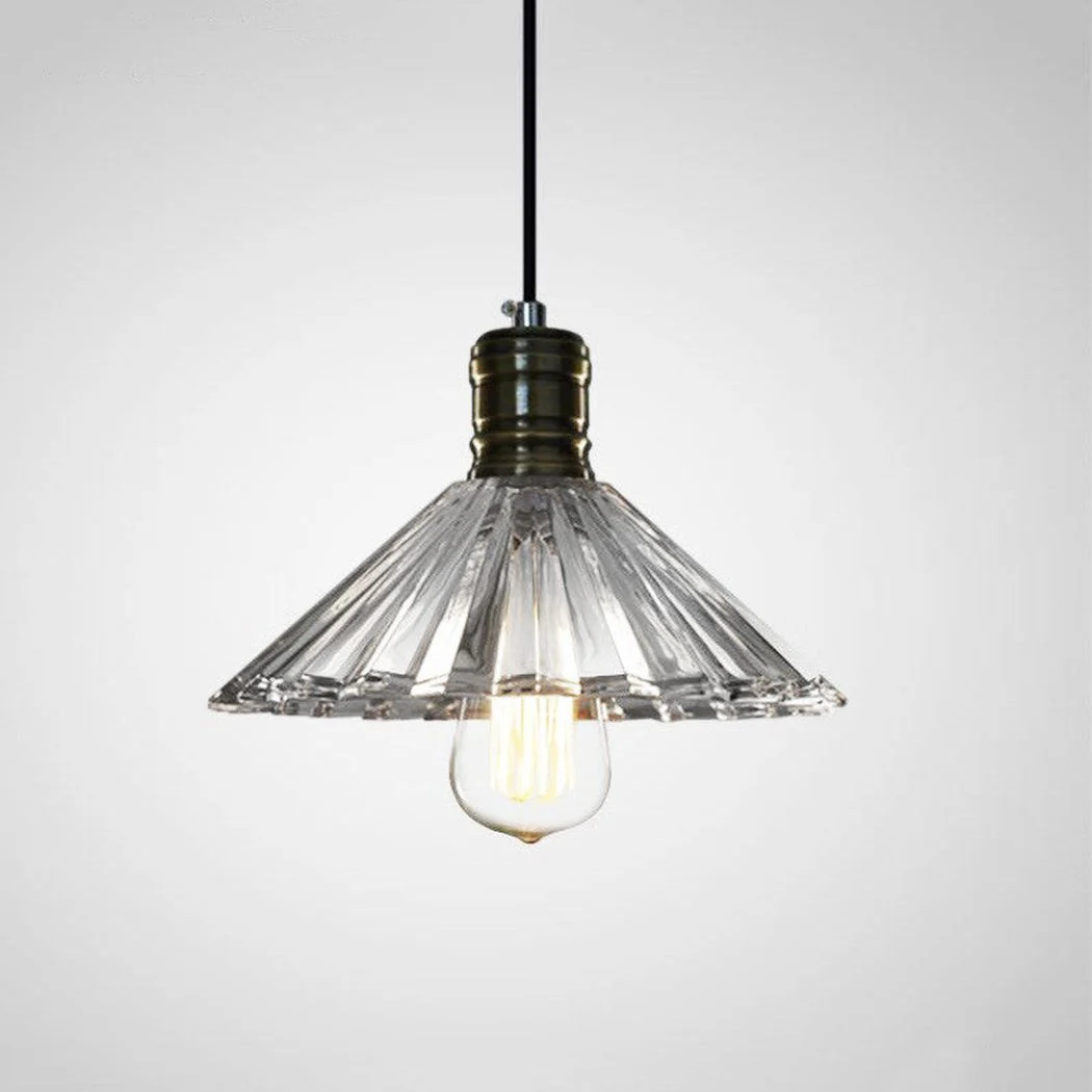 Fluted Glass Shade Brass Fitting Industrial Pendant Light - Image 3