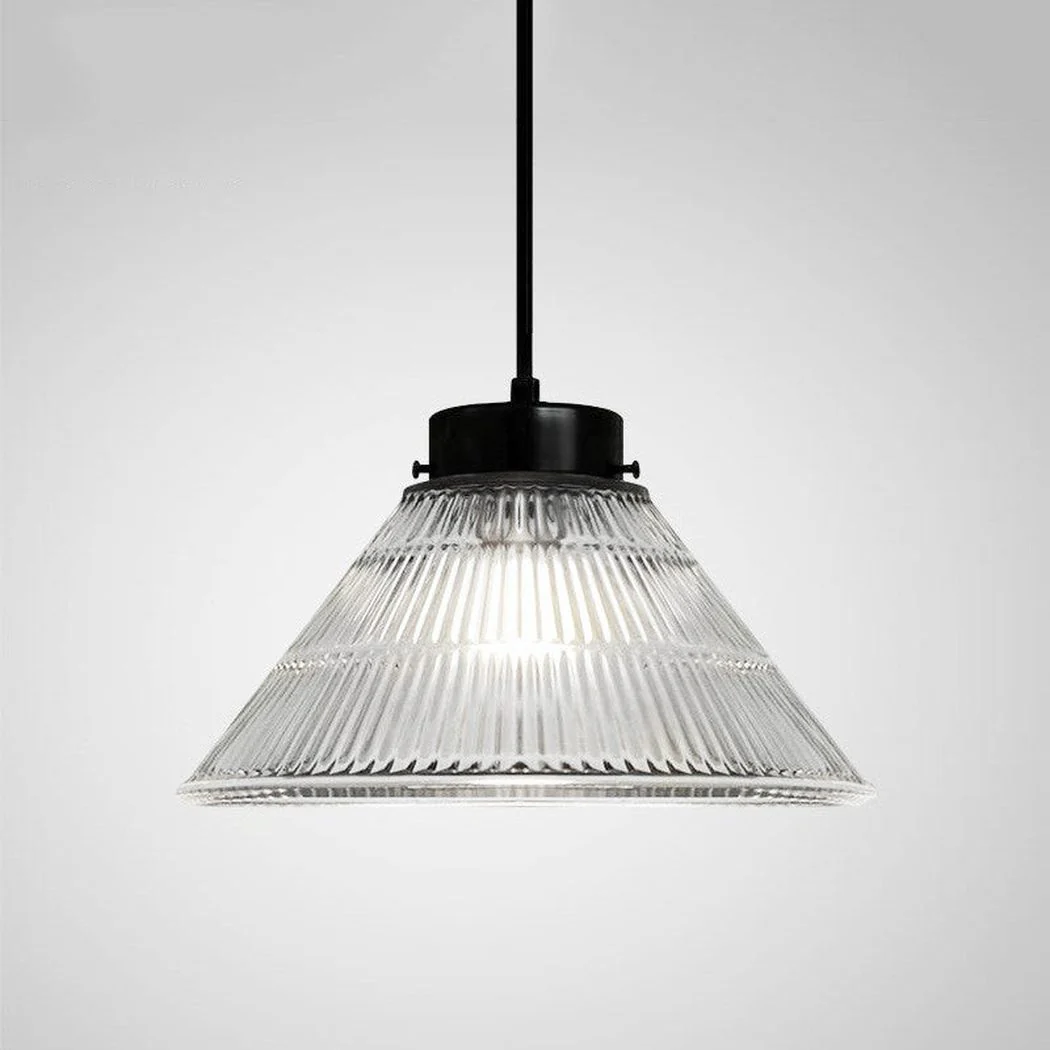 Fluted Glass Shade Brass Fitting Industrial Pendant Light - Image 5
