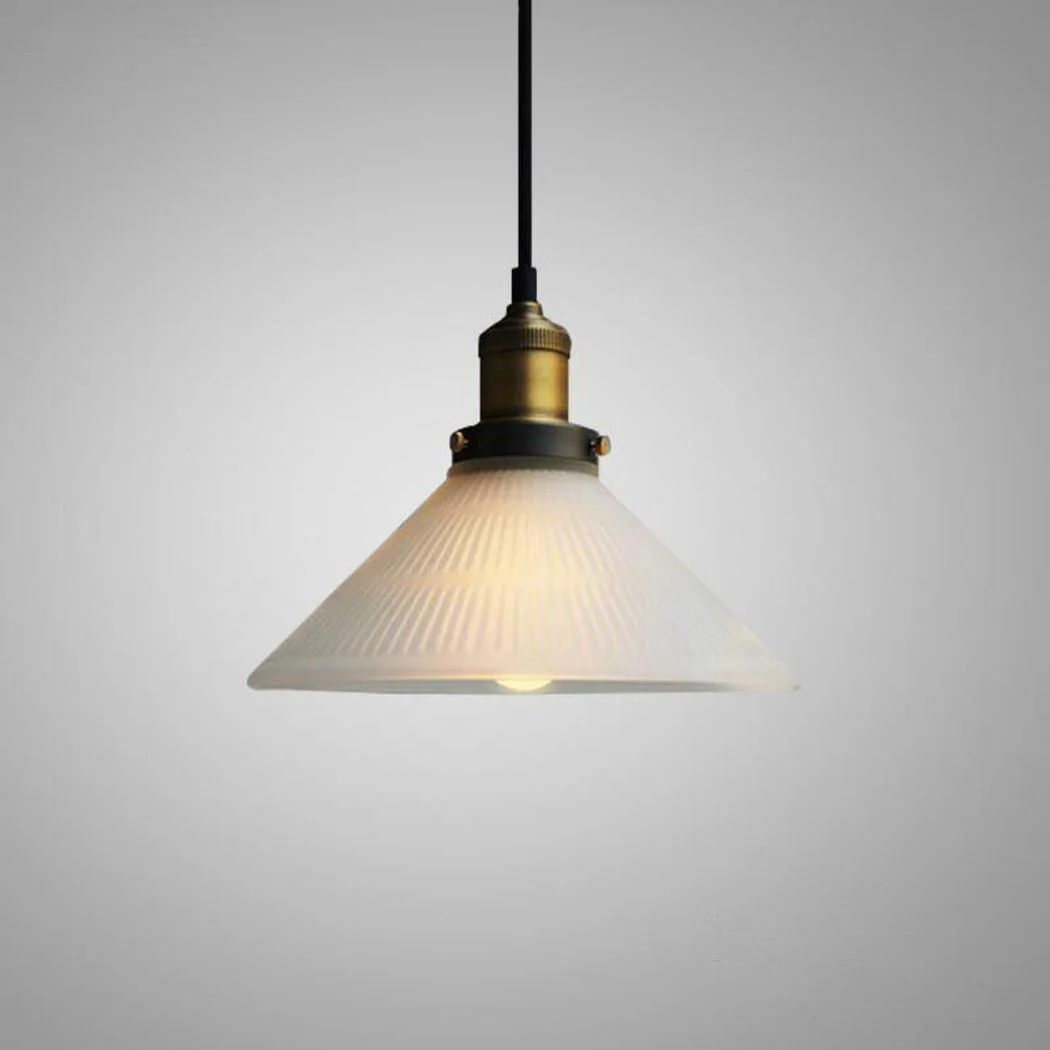Fluted Glass Shade Brass Fitting Industrial Pendant Light - Image 6