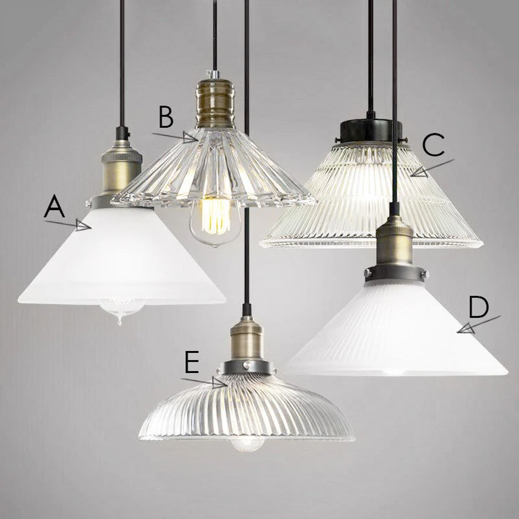 Fluted Glass Shade Brass Fitting Industrial Pendant Light - Image 7