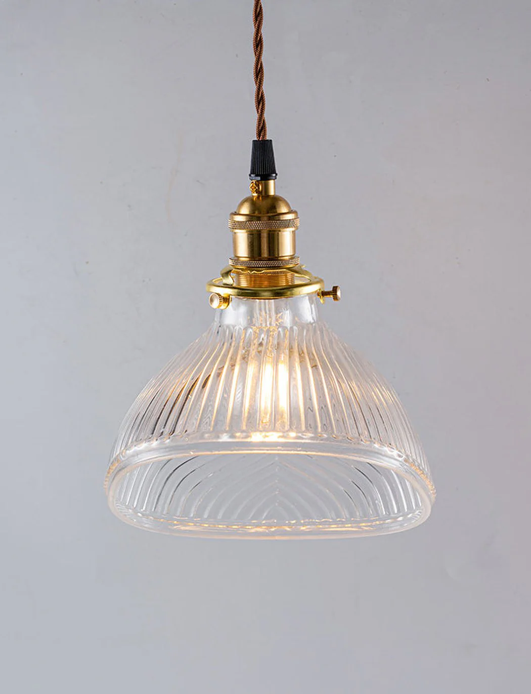Fluted shell glass midcentury modern pendant light - Image 3