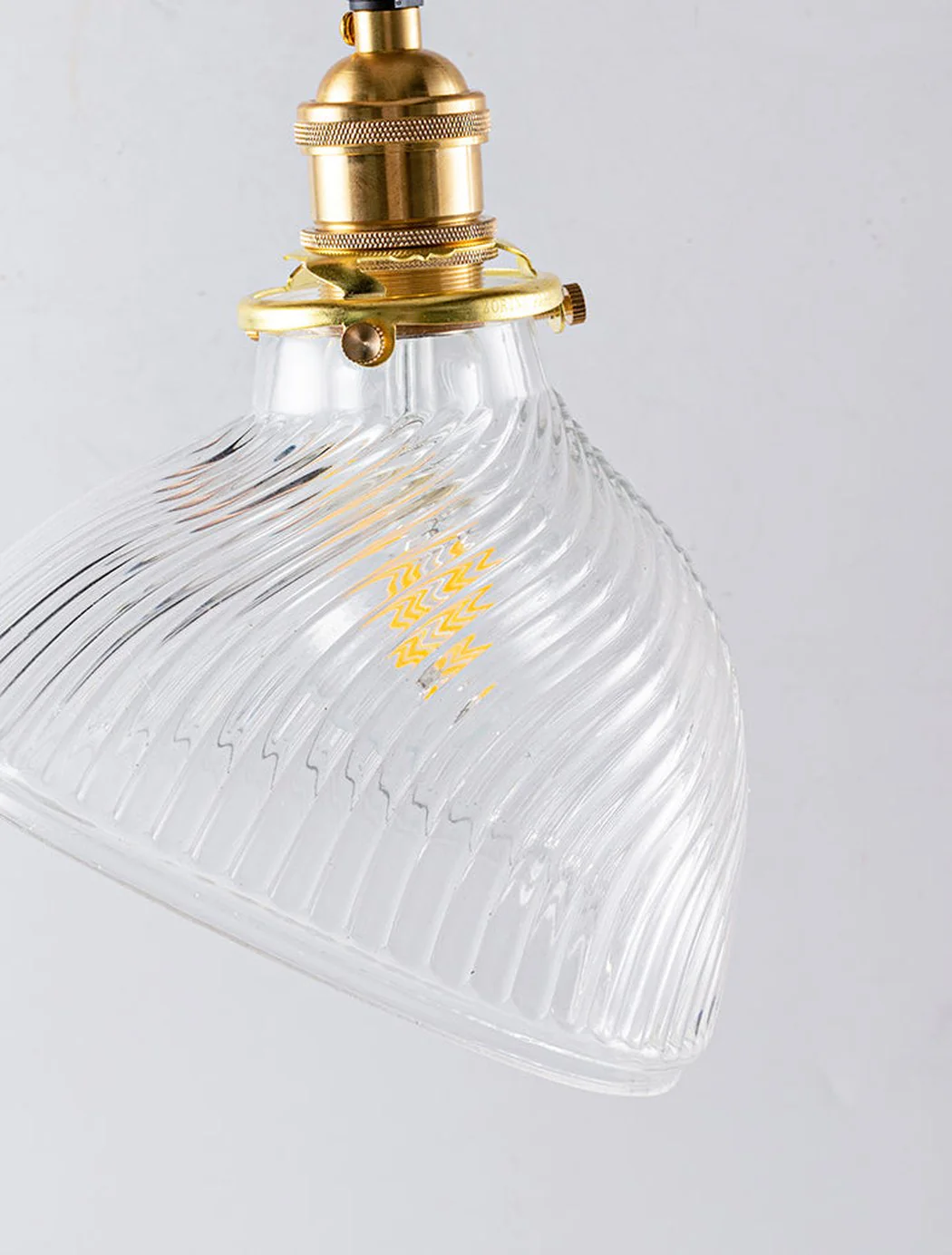 Fluted shell glass midcentury modern pendant light - Image 4