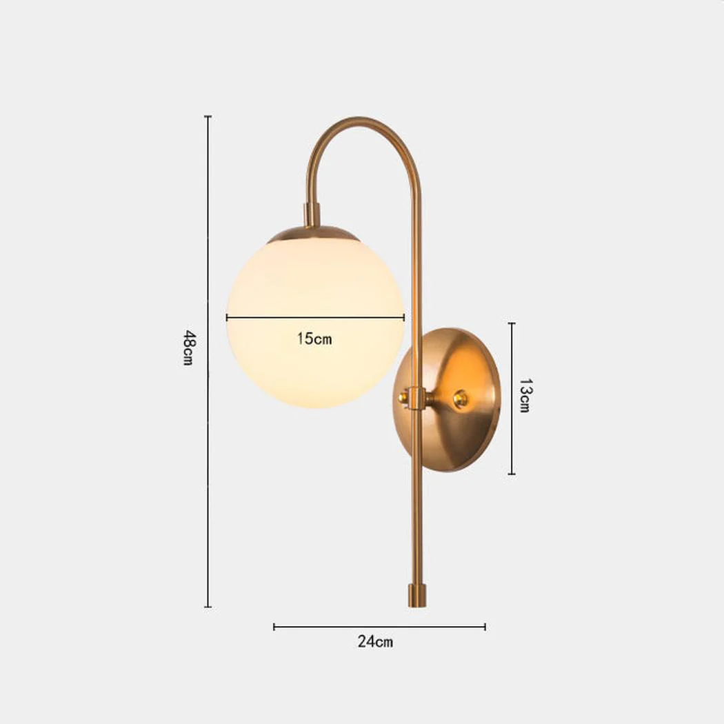 Art Deco Milk Glass Shade Brass Arm Wall Light - Image 3