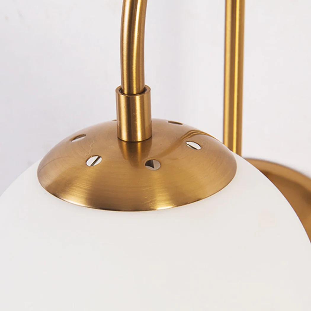Art Deco Milk Glass Shade Brass Arm Wall Light - Image 5