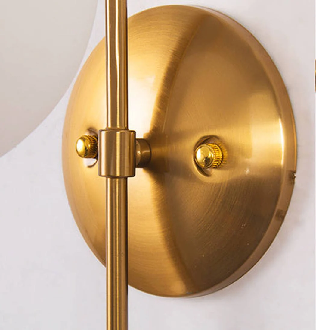 Art Deco Milk Glass Shade Brass Arm Wall Light - Image 6