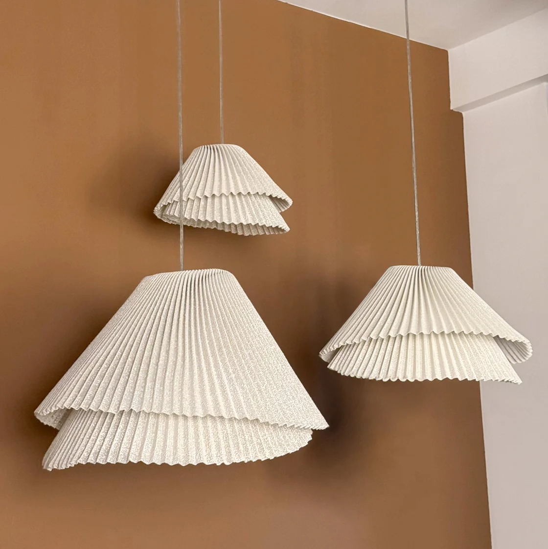 Genoise layered fabric wabi sabi minimalist japandi pendant light - Image 17